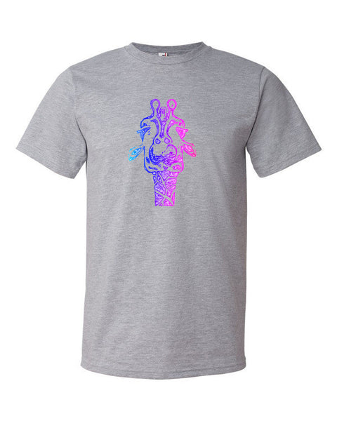 Short Sleeve Trippy Giraffe T-Shirt -  - Heather Grey / S - srce threads - 2
