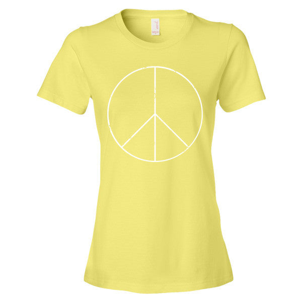 Women's Peace Sign Skinny White Short Sleeve T-Shirt -  - Spring Yellow / S - srce threads - 12
