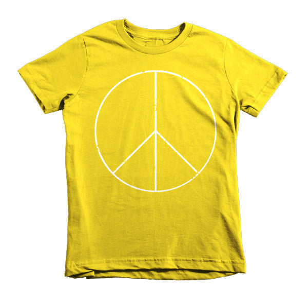 Kid's Peace Sign Skinny White Short Sleeve T-Shirt (Unisex) -  - Sunshine / 2yrs - srce threads - 12
