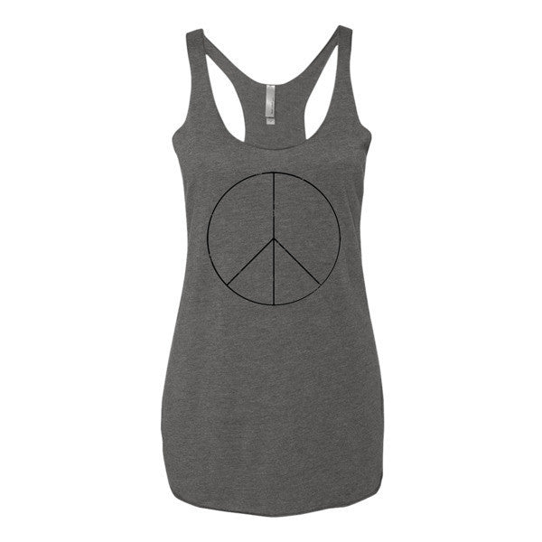 Women's Peace Sign Skinny Black Racerback Tank Top -  - Premium Heather / XS - srce threads - 3