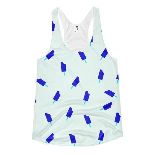 Women's "Summer Drip" Neon Blues Vintage Ice Cream Racerback Tank -  - XS - srce threads - 1