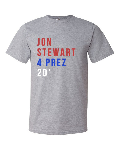 Short Sleeve Jon Stewart 4 Prez 20' T-shirt (Unisex) -  - Heather Grey / S - srce threads - 1