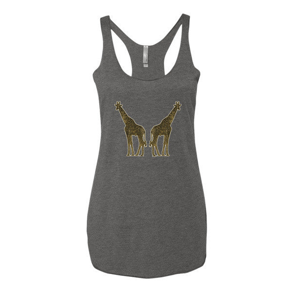 Women's Giraffe Double Paint Daub Racerback Tank Top -  - Premium Heather / XS - srce threads - 5