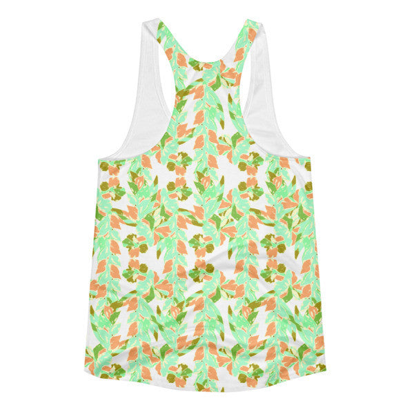 Women's Tropical Ivy Pop Green Pastel Racerback Summer Tank Top -  -  - srce threads - 2