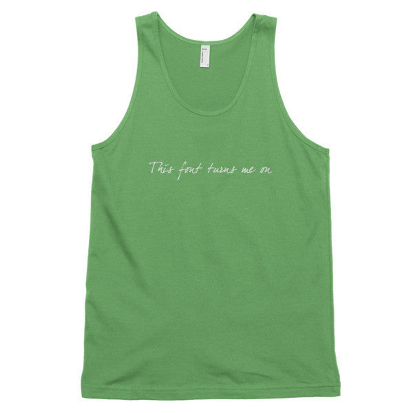 "Turns Me On" Typography Humor Unisex White Font Classic Tank Top (Unisex) -  - Grass / XS - srce threads - 8