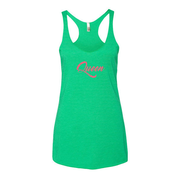 Women's "Queen" 2 Peach Vintage Calligraphy Tank Top -  - Envy / XS - srce threads - 8