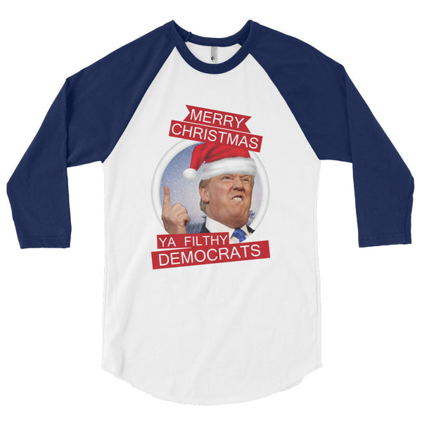 the Donald "Filthy Dems" 3/4 Sleeve Raglan Baseball T Shirt (Unisex)