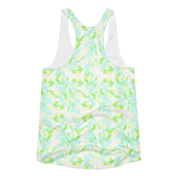 Women's Tropical Ivy Pop Yellow Pastel Racerback Summer Tank Top -  -  - srce threads - 2