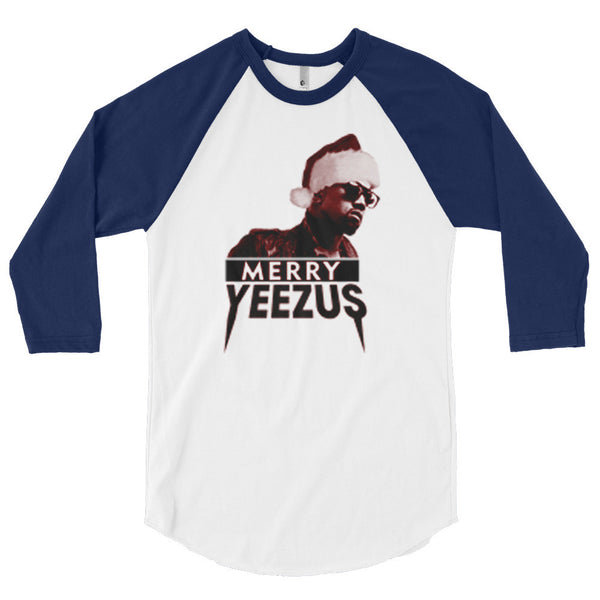 Merry Yeezus Blood Red 3/4 Sleeve Raglan Baseball T-Shirt (Unisex)