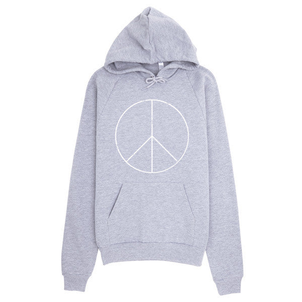 Classic Peace Sign Skinny White Hoodie (Unisex) -  - Heather Grey / XS - srce threads - 5