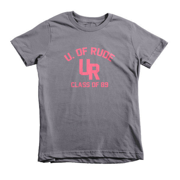 Kid's "Rude U." Peach Vintage College Summer T-Shirt (Unisex) -  - Slate / 2yrs - srce threads - 5