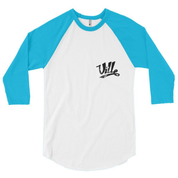 SRCE "Ville Vintage" Series 3/4 Raglan Baseball Tee Shirt (Unisex) -  - White/Neon Heather Blue / XS - srce threads - 9