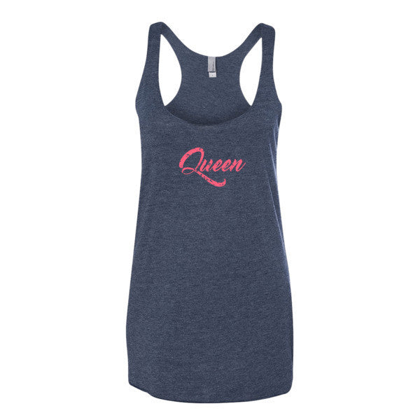 Women's "Queen" 2 Peach Vintage Calligraphy Tank Top -  - Vintage Navy / XS - srce threads - 4
