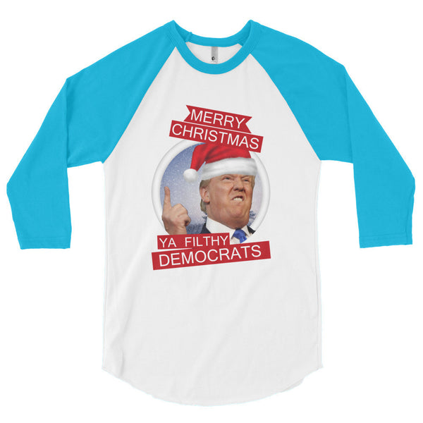 the Donald "Filthy Dems" 3/4 Sleeve Raglan Baseball T Shirt (Unisex)