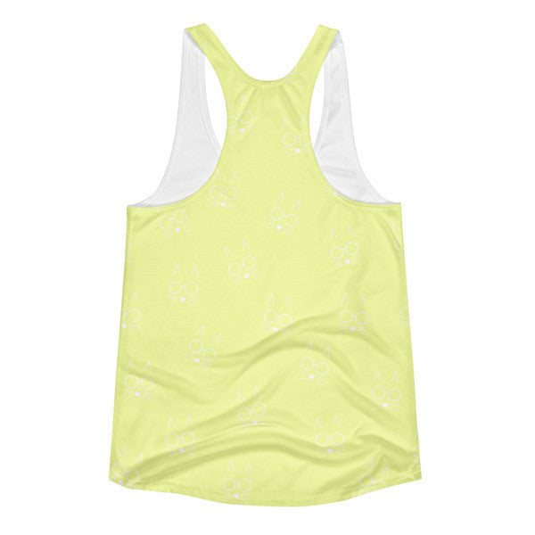 Women's Pop Neon Yellow Whiskers Summer Racerback Tank Top -  -  - srce threads - 2