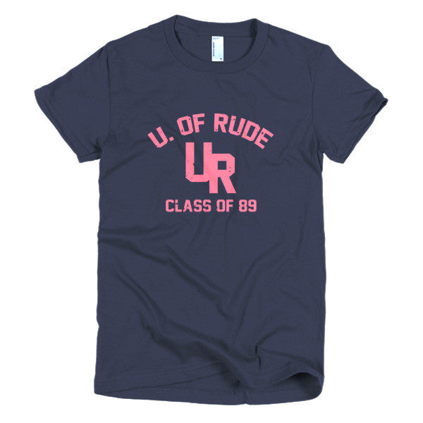 Women's "Rude U." Peach Vintage College Summer T-Shirt -  - Navy / S - srce threads - 6