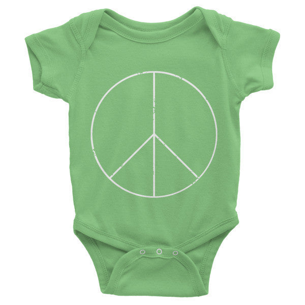 Baby Peace Sign Skinny White One Piece (Unisex) -  - Grass / 3-6m - srce threads - 7