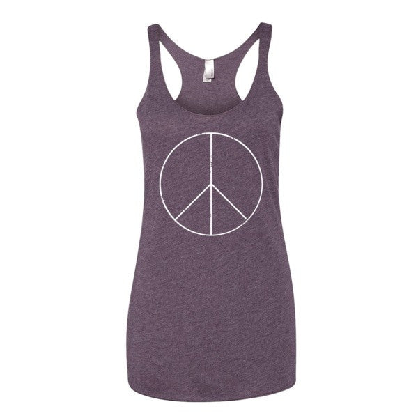 Women's Peace Sign Skinny White Racerback Tank Top (Unisex) -  - Vintage Purple / XS - srce threads - 8