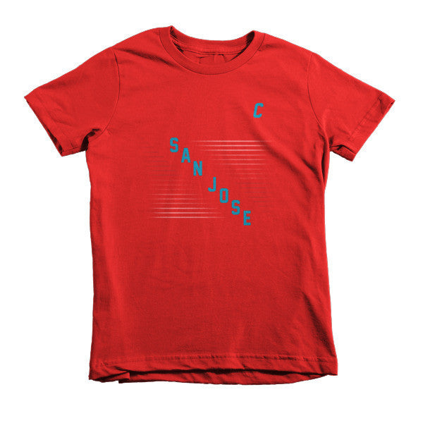 Kid's Classic "San Jose" Retro Diagonal Captain Double Zero Short Sleeve T-Shirt (Unisex) -  - Red / 2yrs - srce threads - 17