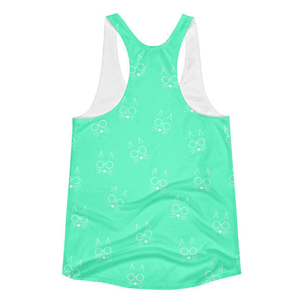 Women's Pop Neon Trop Green Whiskers Summer Racerback Tank Top -  -  - srce threads - 2