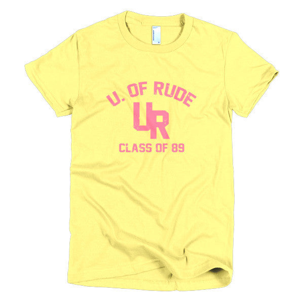 Women's "Rude U." Peach Vintage College Summer T-Shirt -  - Lemon / S - srce threads - 15