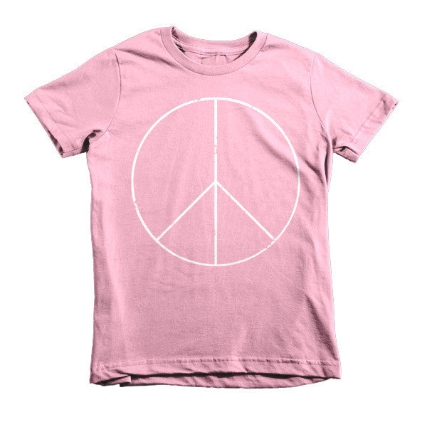 Kid's Peace Sign Skinny White Short Sleeve T-Shirt (Unisex) -  - Pink / 2yrs - srce threads - 15