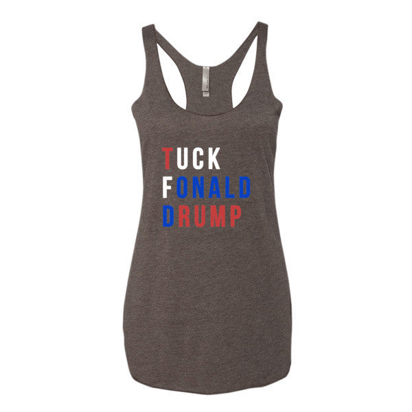 Women's Tuck Fonald Drump Presidential Summer Racerback Tank Top -  - Macchiato / XS - srce threads - 2