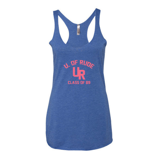 Women's "Rude U." Peach Vintage College Summer Tank Top (Unisex) -  - Vintage Royal / XS - srce threads - 7