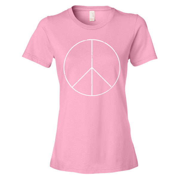 Women's Peace Sign Skinny White Short Sleeve T-Shirt -  - CharityPink / S - srce threads - 15