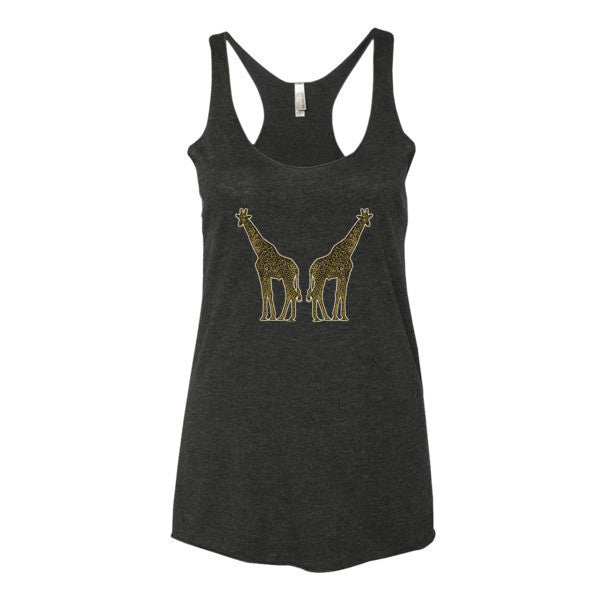 Women's Giraffe Double Paint Daub Racerback Tank Top -  - Vintage Black / XS - srce threads - 3