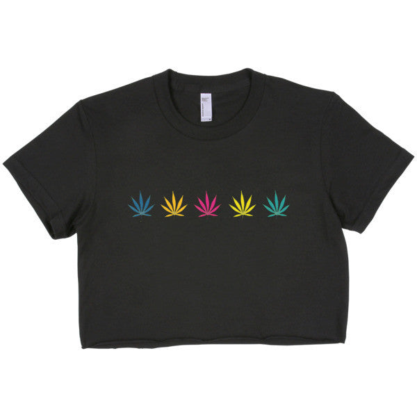 Pop Neon Pot Leaf Short Sleeve Crop Top -  - S - srce threads
