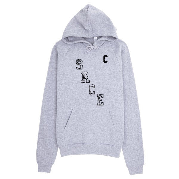SRCE Vintage Hockey Diagonal Letters Black Captain Hoodie -  - Heather Grey / XS - srce threads - 2