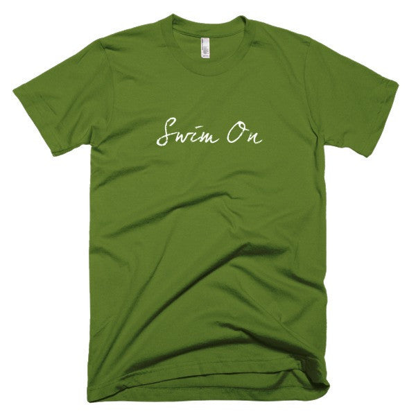 Short Sleeve "Swim On" Motivation White T-Shirt (Unisex) -  - Olive / XS - srce threads - 2