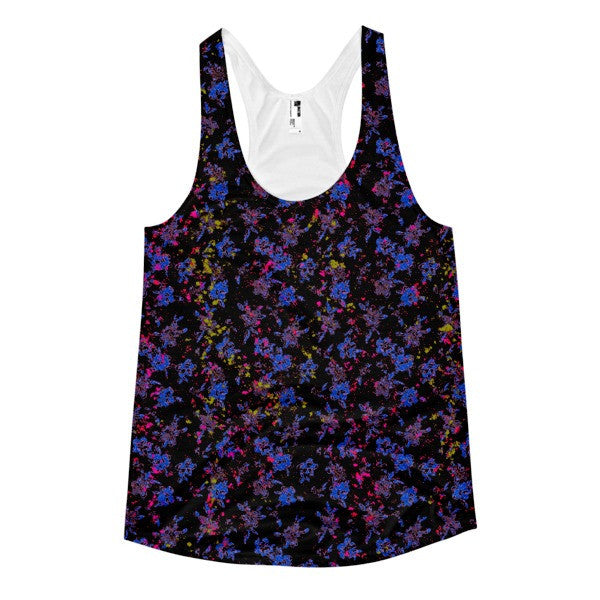 Women's Floral Neon Splat Pop Racerback Tank Top -  - XS - srce threads - 1