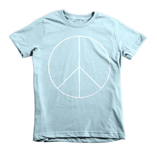 Kid's Peace Sign Skinny White Short Sleeve T-Shirt (Unisex) -  - Light Blue / 2yrs - srce threads - 9