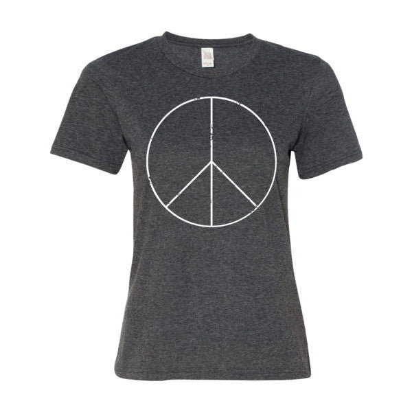 Women's Peace Sign Skinny White Short Sleeve T-Shirt -  - Heather Dark Grey / S - srce threads - 3