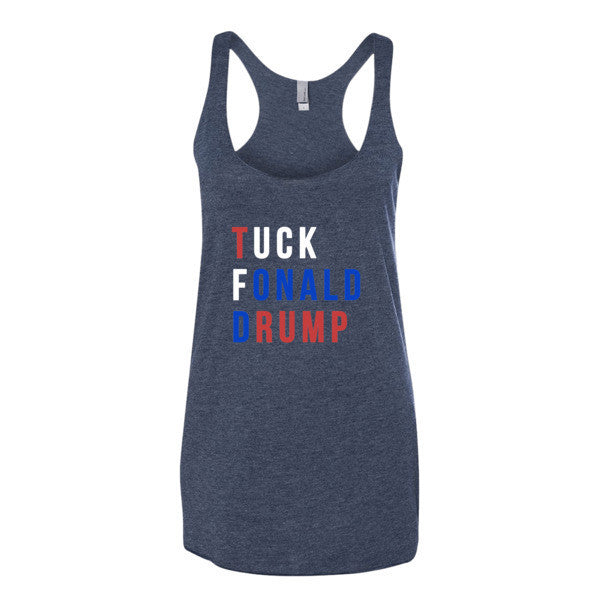 Women's Tuck Fonald Drump Presidential Summer Racerback Tank Top -  - Vintage Navy / XS - srce threads - 4