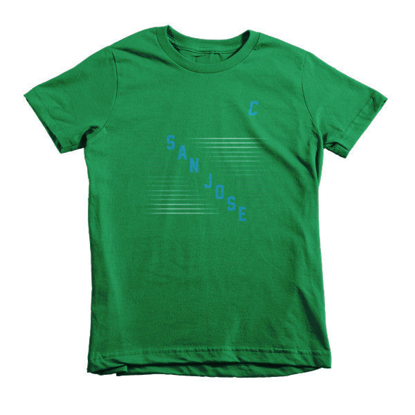 Kid's Classic "San Jose" Retro Diagonal Captain Double Zero Short Sleeve T-Shirt (Unisex) -  - Kelly Green / 2yrs - srce threads - 8