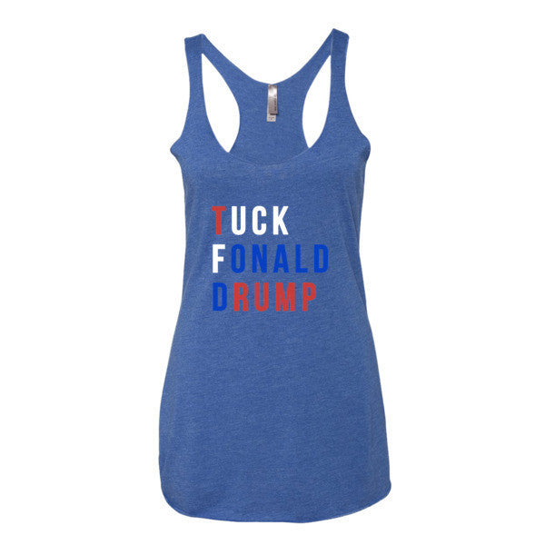 Women's Tuck Fonald Drump Presidential Summer Racerback Tank Top -  - Vintage Royal / XS - srce threads - 7