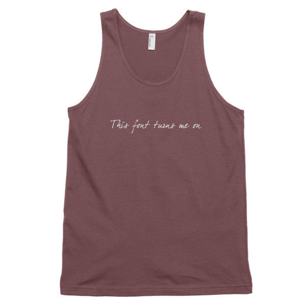 "Turns Me On" Typography Humor Unisex White Font Classic Tank Top (Unisex) -  - Truffle / XS - srce threads - 9