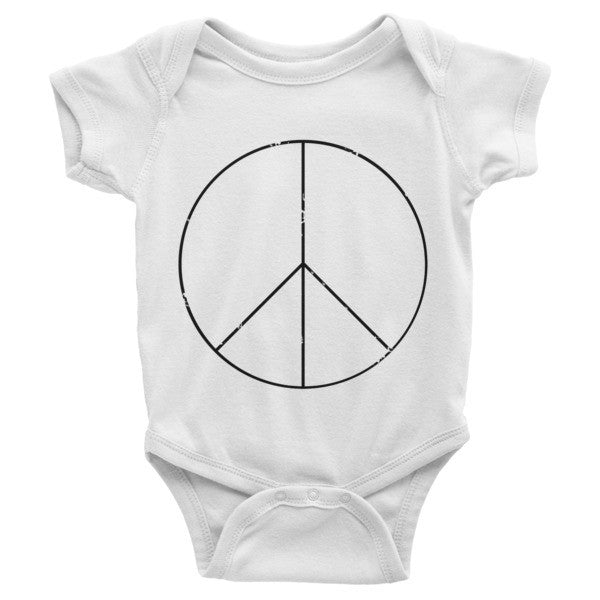 Baby Peace Sign Skinny Short Sleeve Onesie (Unisex) -  - White / 3-6m - srce threads - 1