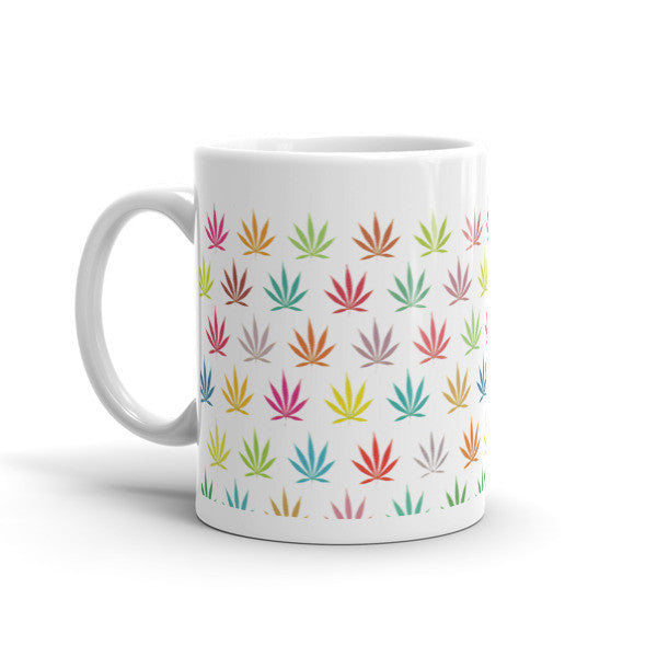 White Out Pop Neon Pot Leaf Wake n Bake Mug -  -  - srce threads - 2