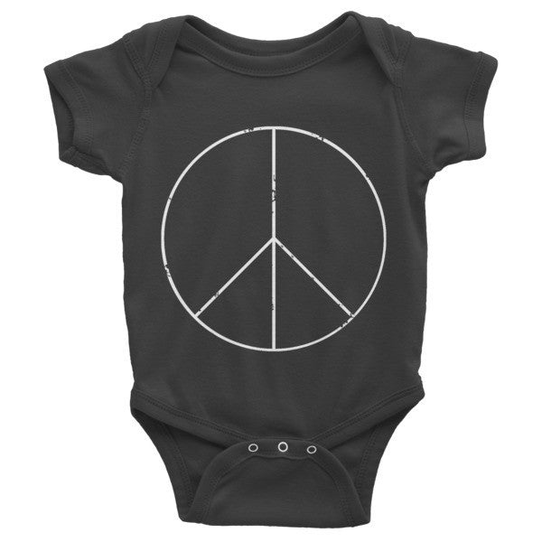Baby Peace Sign Skinny White One Piece (Unisex) -  - Black / 3-6m - srce threads - 1