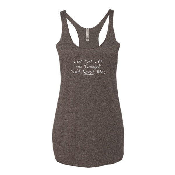Women's "Live the Life" Motivation White Summer Racerback Tank Top -  - Macchiato / XS - srce threads - 2