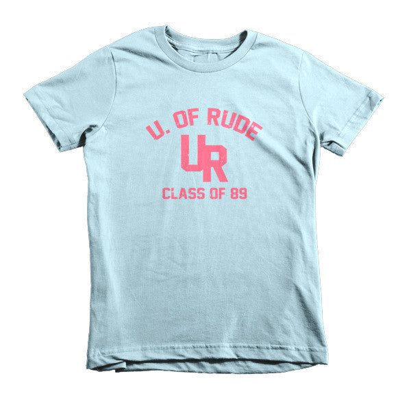 Kid's "Rude U." Peach Vintage College Summer T-Shirt (Unisex) -  - Light Blue / 2yrs - srce threads - 10