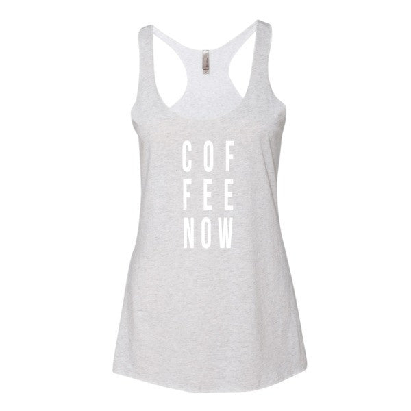 Women's Coffee Now Morning Person Summer Racerback Tank Top -  - Heather White / XS - srce threads - 9