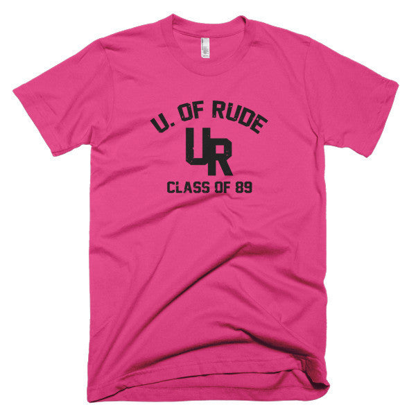 "Rude U." Black Vintage College Summer T-Shirt (Unisex) -  - Fuchsia / XS - srce threads - 14