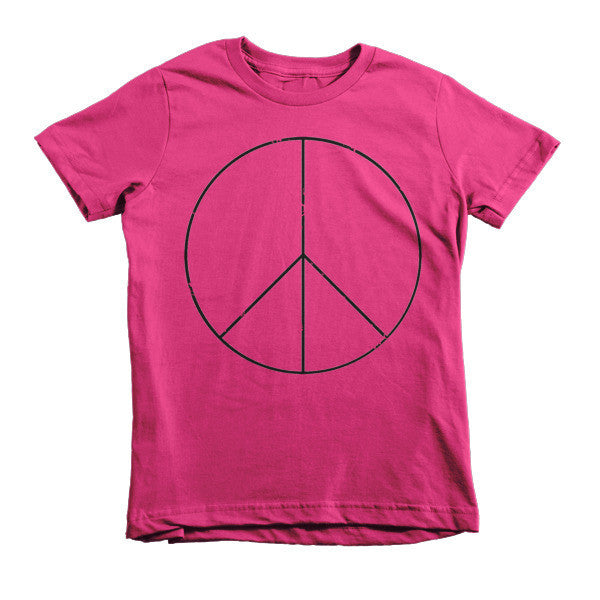 Kid's Peace Sign Skinny Short Sleeve T-Shirt (Unisex) -  - Fuchsia / 2yrs - srce threads - 13