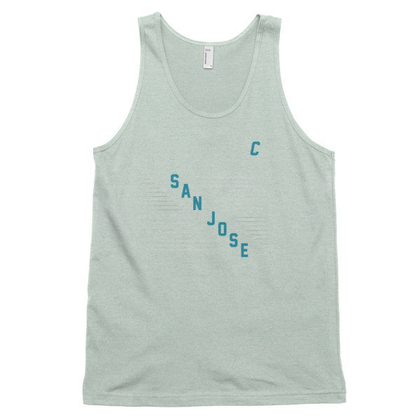 Classic "San Jose" Retro Diagonal Captain Double Zero Summer Tank Top (Unisex) -  - Ash Grey Sea Foam / XS - srce threads - 9
