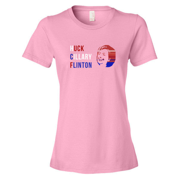 Women's "Huck Cillary Flinton" Say What You Mean Face Short Sleeve T-Shirt -  - CharityPink / S - srce threads - 15